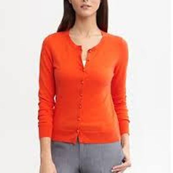 J. Crew Jackie Cardigan Sweater Women S Cotton Blend Orange Pearl Button down - Picture 3 of 13